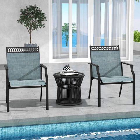 Garden All-Weather Dining Chair Set with Backrest and Sturdy Frame