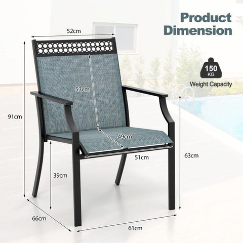 Garden All-Weather Dining Chair Set with Backrest and Sturdy Frame