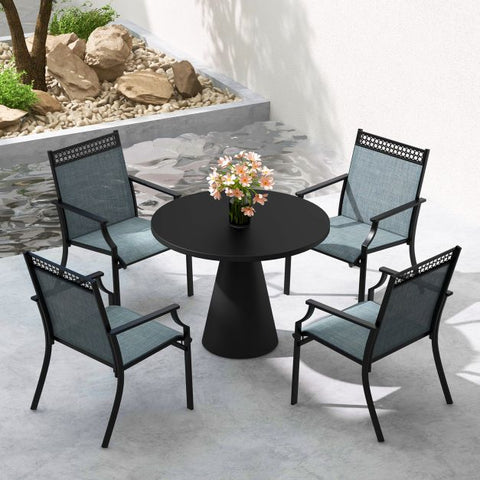 Garden All-Weather Dining Chair Set with Backrest and Sturdy Frame