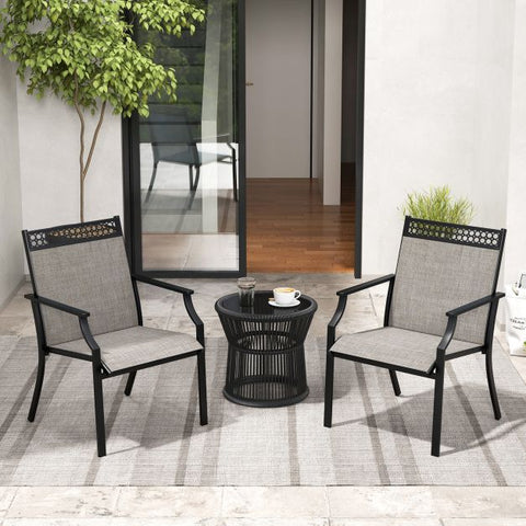 Garden All-Weather Dining Chair Set with Backrest and Sturdy Frame