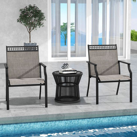 Garden All-Weather Dining Chair Set with Backrest and Sturdy Frame