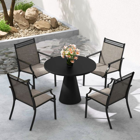 Garden All-Weather Dining Chair Set with Backrest and Sturdy Frame