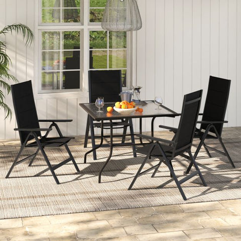 Outdoor Lightweight Folding Chairs with 7-Level Recline and Padded Seat in Black