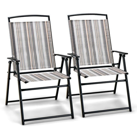 Maven Garden Folding Chair Set with Ergonomical Design and Metal Frame in Grey