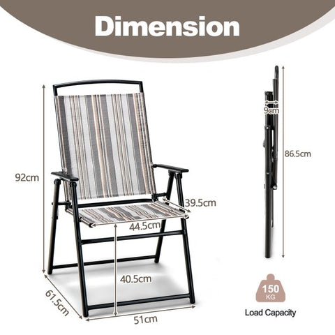 Maven Garden Folding Chair Set with Ergonomical Design and Metal Frame in Grey