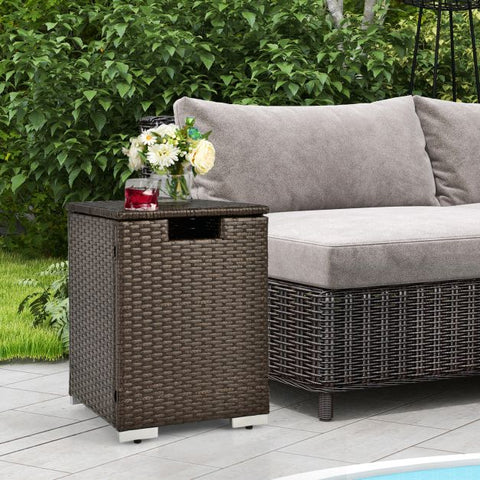 Heavy Duty 2-in-1 Multifunction Propane Gas Tank Table in Brown
