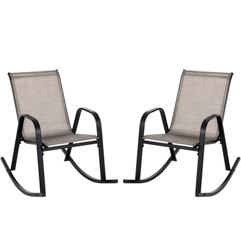 Elegant Rocking Chair Set with Breathable Fabric in Light Brown