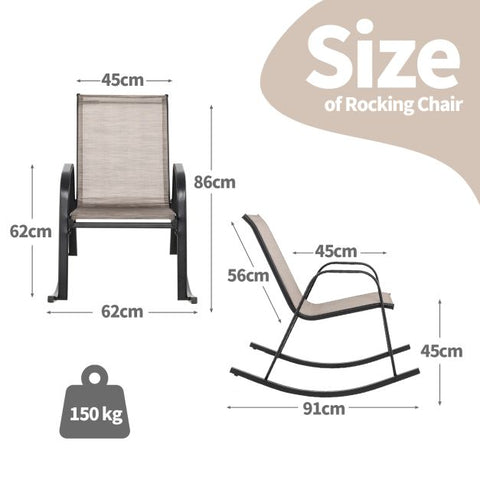 Elegant Rocking Chair Set with Breathable Fabric in Light Brown