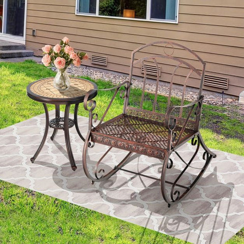 Maven Garden Outdoor Rocking Chair with Armrest and Ergonomic Design