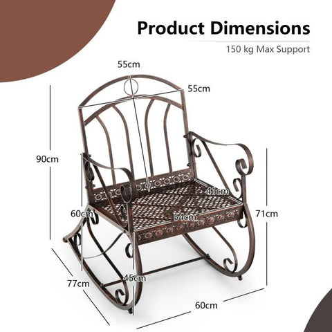 Maven Garden Outdoor Rocking Chair with Armrest and Ergonomic Design
