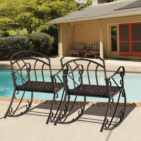 Maven Garden Outdoor Rocking Chair with Armrest and Ergonomic Design