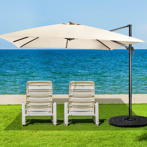 Garden Square Cantilever Umbrella with Tilt Adjustment Feature in Beige