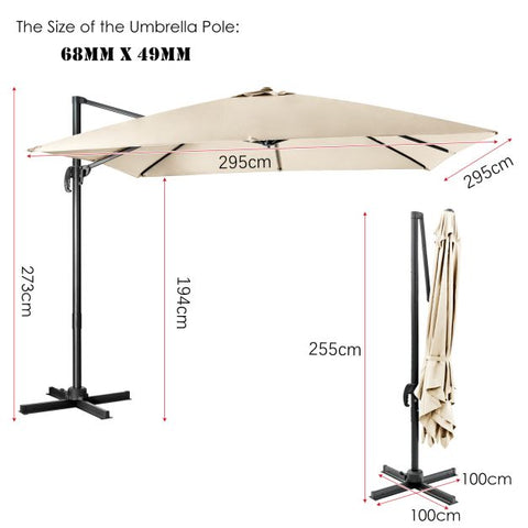 Garden Square Cantilever Umbrella with Tilt Adjustment Feature in Beige