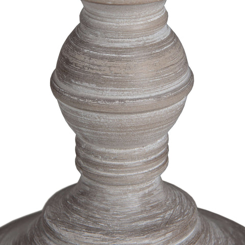 Elegant Light Linen Table Lamp with a Neutral Washed Wood Base