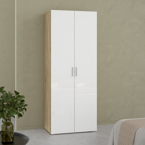 Versatile Sleek and Modern Wardrobe with Beautiful Oak Sides and Glossy Paint Finish