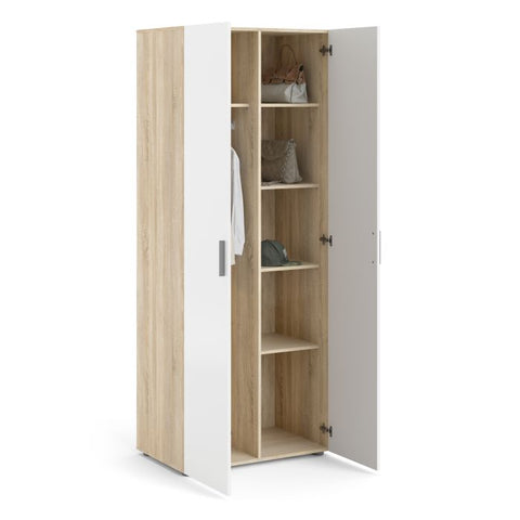 Versatile Sleek and Modern Wardrobe with Beautiful Oak Sides and Glossy Paint Finish