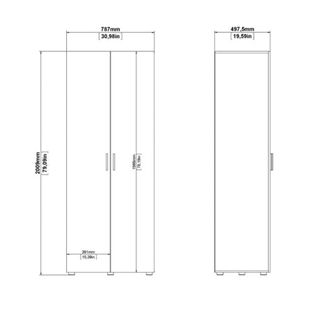 Versatile Sleek and Modern Wardrobe with Beautiful Oak Sides and Glossy Paint Finish