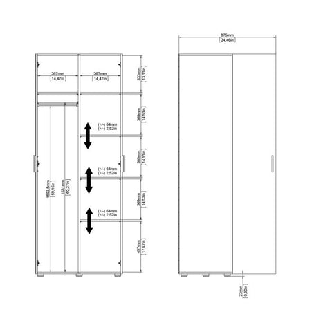 Versatile Sleek and Modern Wardrobe with Beautiful Oak Sides and Glossy Paint Finish