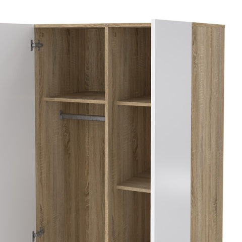 Versatile Sleek and Modern Wardrobe with Beautiful Oak Sides and Glossy Paint Finish
