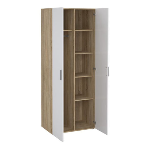 Versatile Sleek and Modern Wardrobe with Beautiful Oak Sides and Glossy Paint Finish