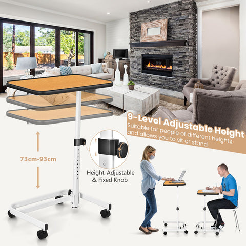 Lightweight Portable Multi-Purpose Bedside Table with Adjustable Height