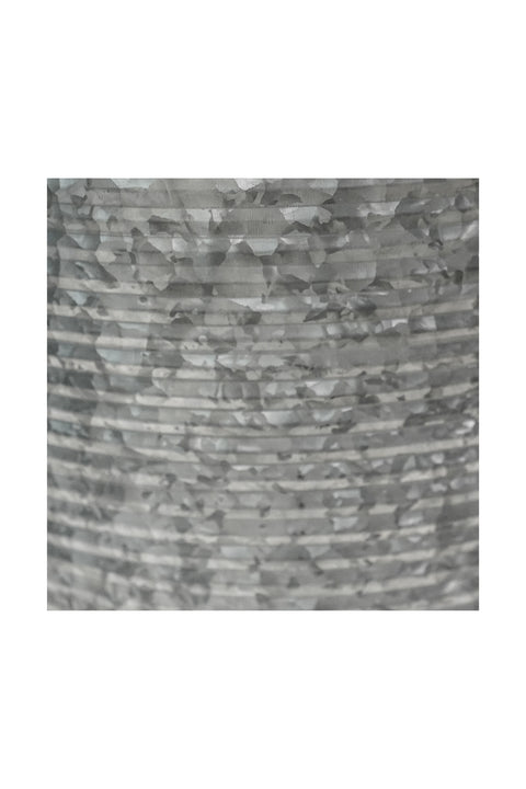 Rustic Round Galvanized Outdoor Planter with Drainage System