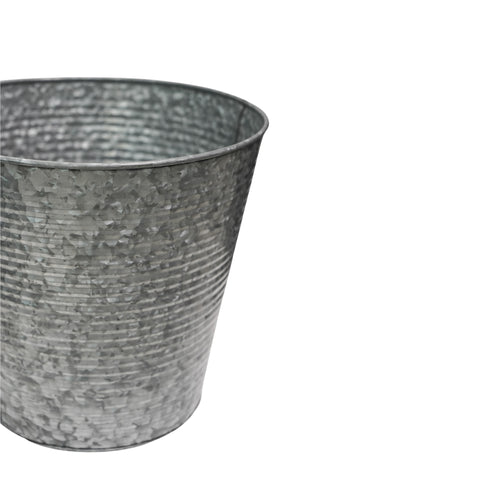 Rustic Round Galvanized Outdoor Planter with Drainage System