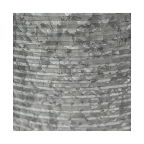 Rustic Round Galvanized Outdoor Planter with Drainage System