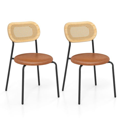 Honeycomb Backrest Set of 2 Dining Chairs with Linen Seating