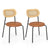Honeycomb Backrest Set of 2 Dining Chairs with Linen Seating
