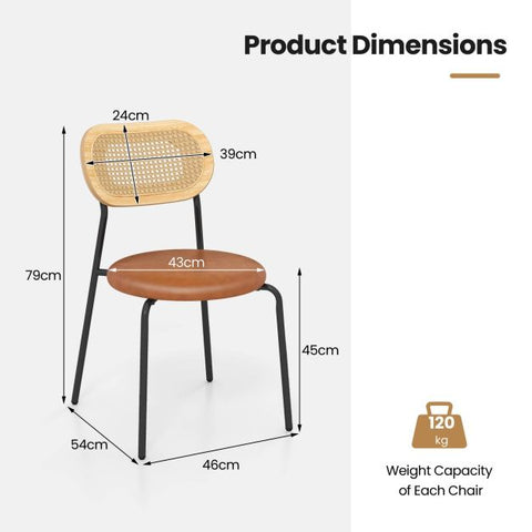 Honeycomb Backrest Set of 2 Dining Chairs with Linen Seating