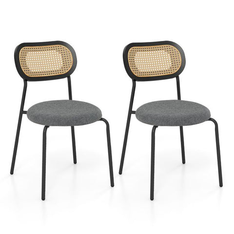 Honeycomb Backrest Set of 2 Dining Chairs with Linen Seating