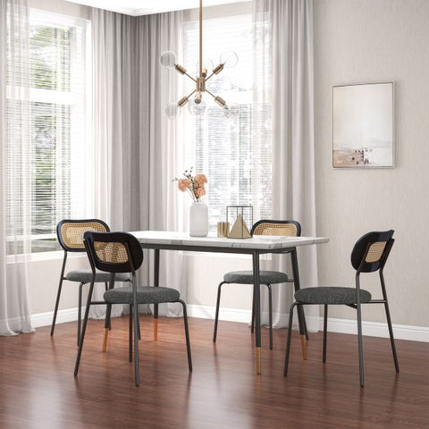 Honeycomb Backrest Set of 2 Dining Chairs with Linen Seating