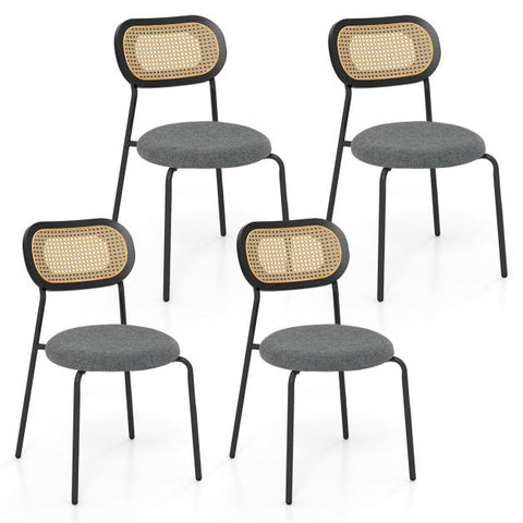 Honeycomb Backrest Set of 2 Dining Chairs with Linen Seating