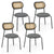 Honeycomb Backrest Set of 2 Dining Chairs with Linen Seating