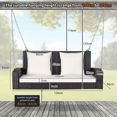 Wide and Comfortable Garden Swing with Removable Cushions