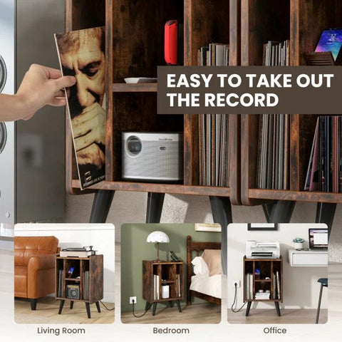 Multi-Purpose and Compact Side Table with Built-in Charging Station and Sturdy Frame