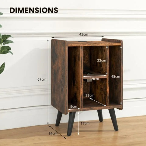 Multi-Purpose and Compact Side Table with Built-in Charging Station and Sturdy Frame
