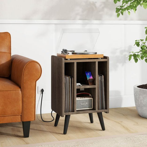 Multi-Purpose and Compact Side Table with Built-in Charging Station and Sturdy Frame