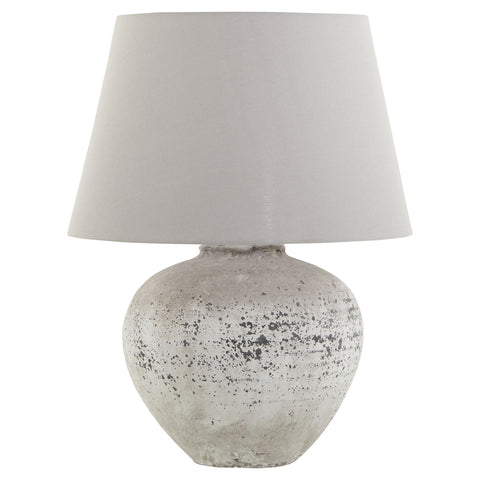 Elegant and Rustic Grey Fabric Shade Lamp Lamp with with Stone Effect Base