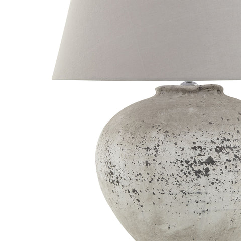 Elegant and Rustic Grey Fabric Shade Lamp Lamp with with Stone Effect Base