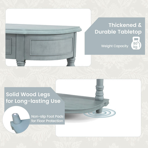 Rugged Retro Entryway Console Table with Shelf Storage and Drawers