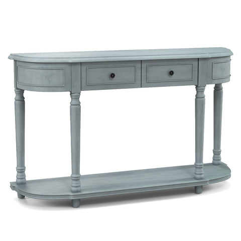 Rugged Retro Entryway Console Table with Shelf Storage and Drawers