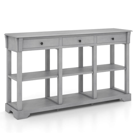 Large Retro Versatile Entryway Console Table with Drawers and Extra Shelf Storage