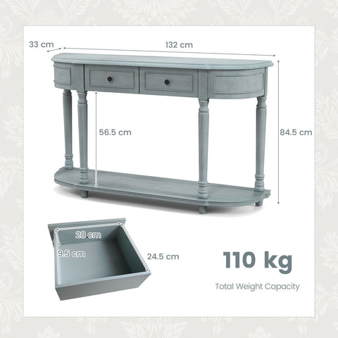 Rugged Retro Entryway Console Table with Shelf Storage and Drawers