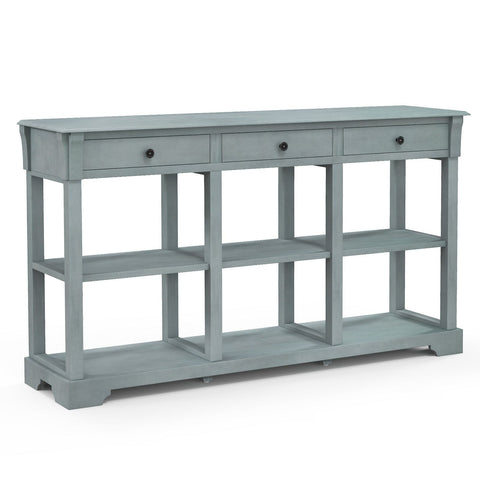 Large Retro Versatile Entryway Console Table with Drawers and Extra Shelf Storage