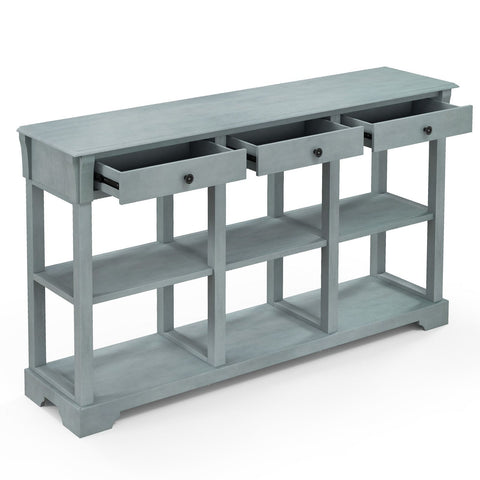 Large Retro Versatile Entryway Console Table with Drawers and Extra Shelf Storage