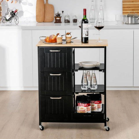 Kitchen Island Trolley with Storage Drawer and Tray-White