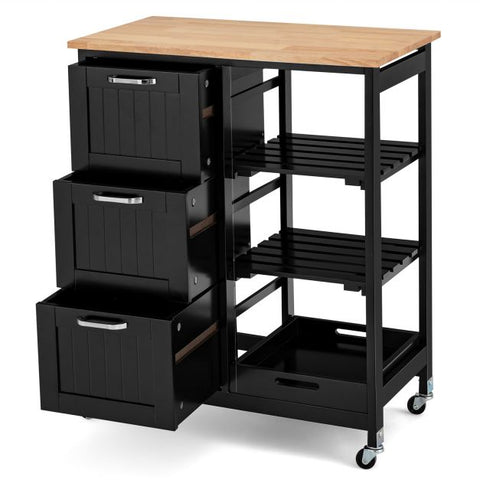 Kitchen Island Trolley with Storage Drawer and Tray-White