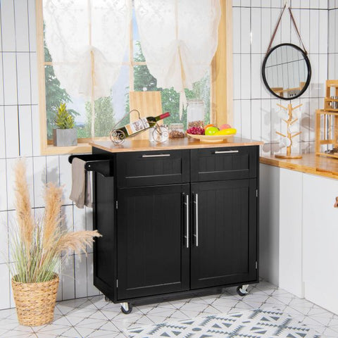 Elegant Mobile Kitchen Island with Ample Storage and Stylish Striped Wood Design